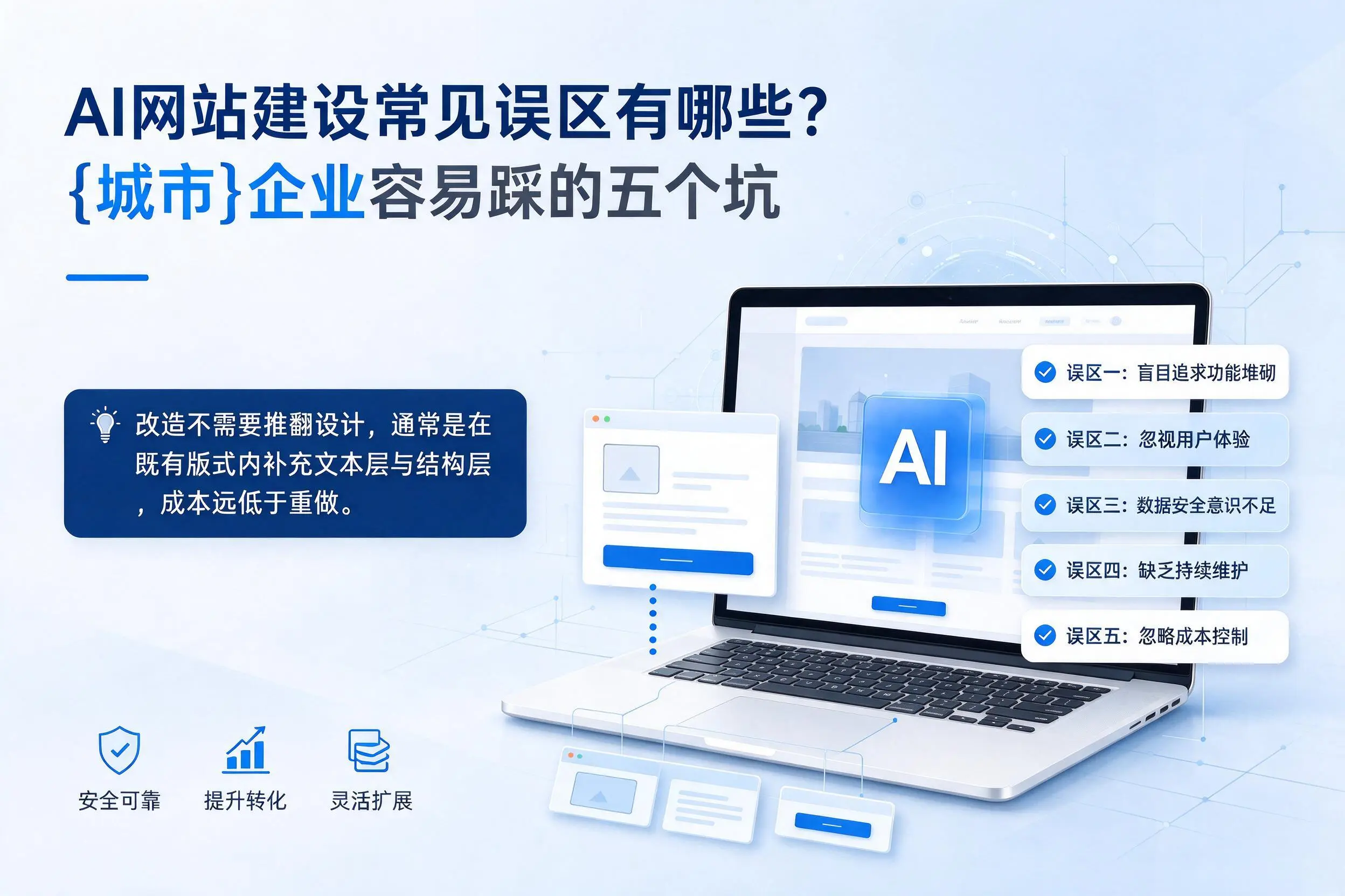 AI网站建设常见误区有哪些？南京企业容易踩的五个坑