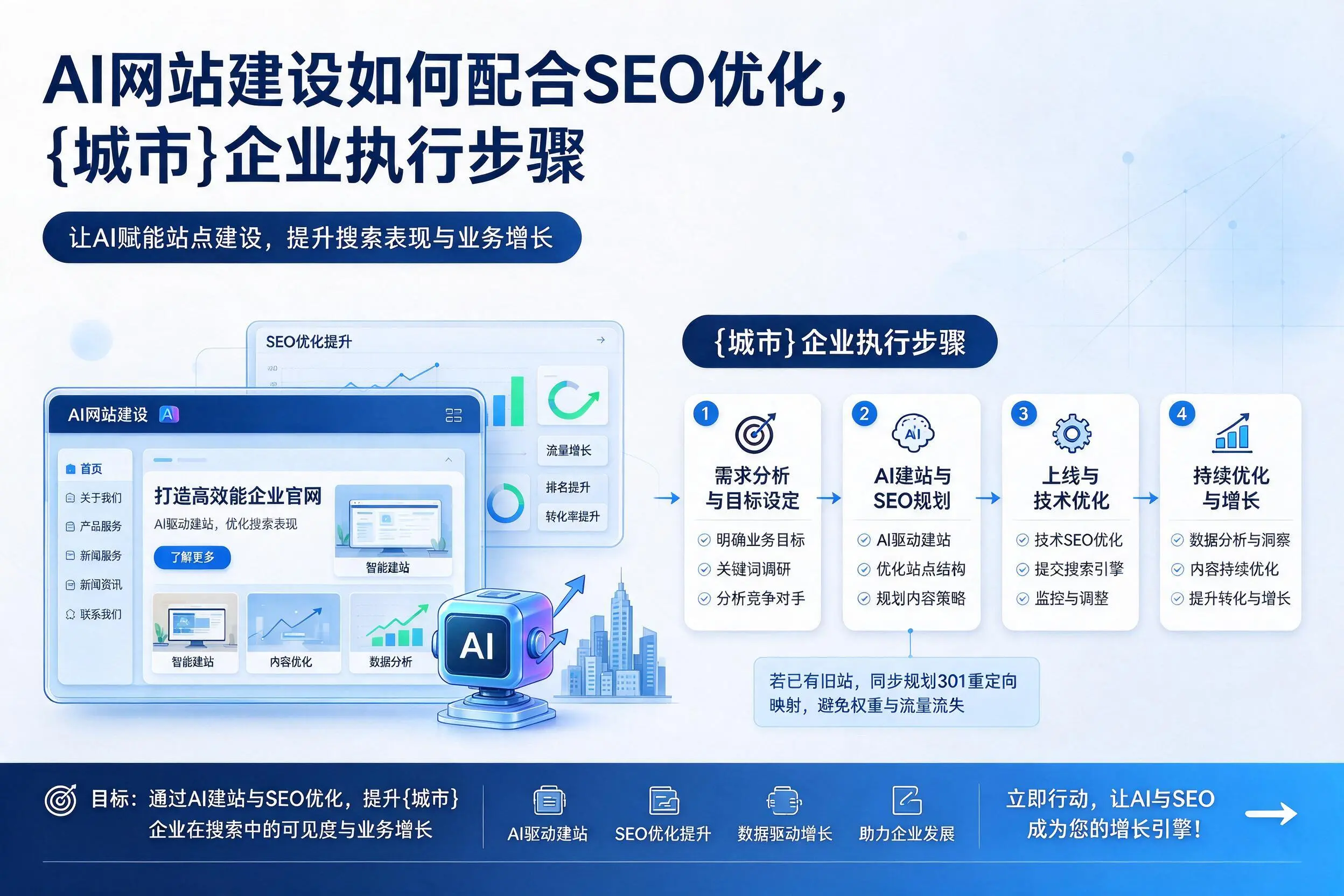 AI网站建设如何配合SEO优化，南京企业执行步骤