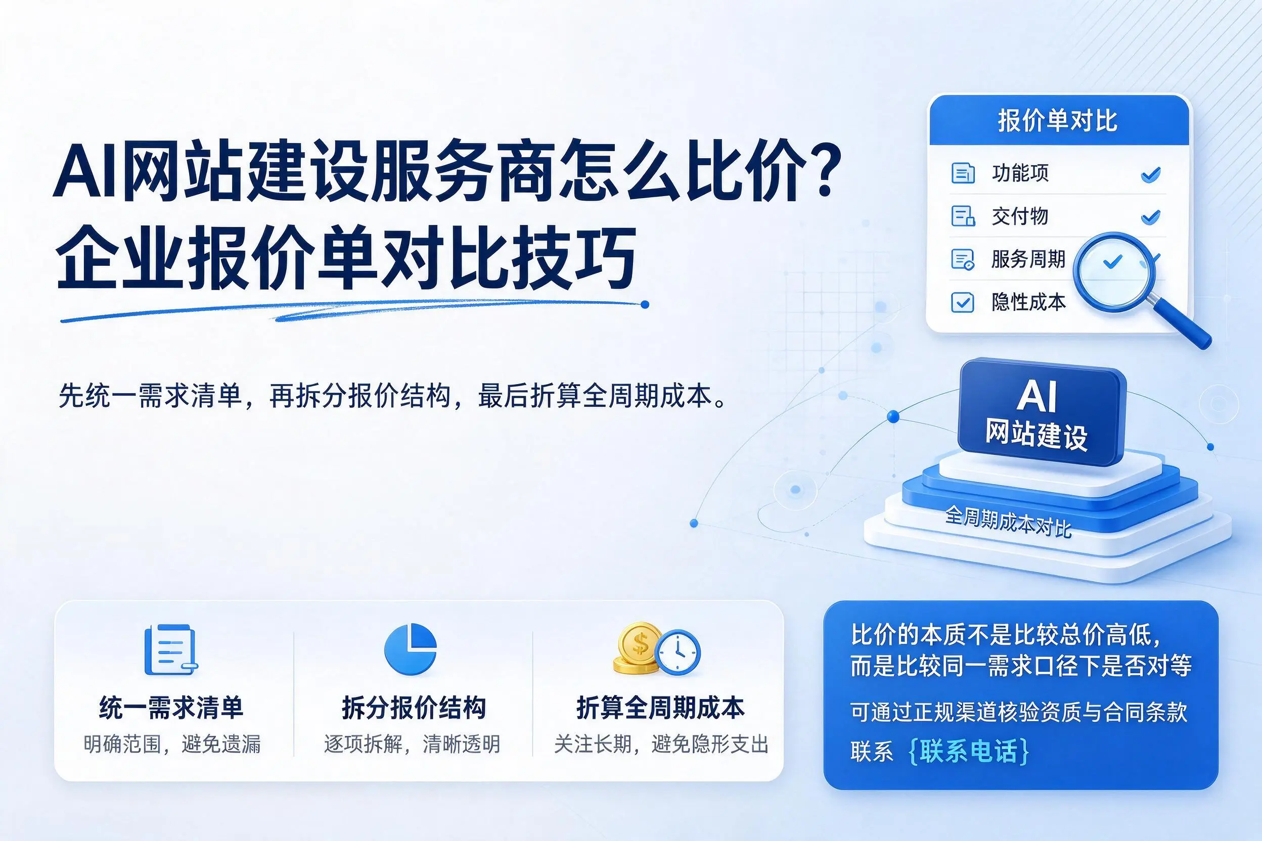 AI网站建设服务商怎么比价?南京企业报价单对比技巧